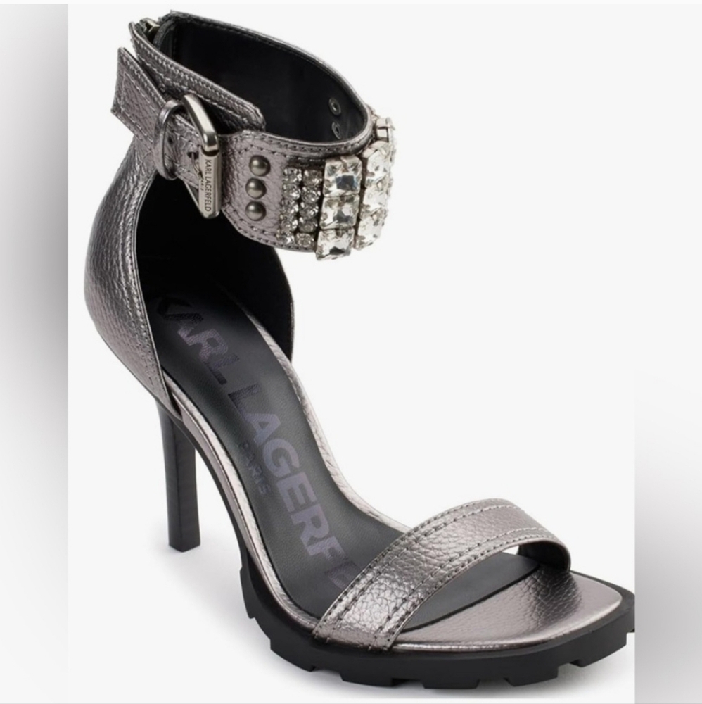 NEW Karl Lagerfeld Paris silver/gray heels